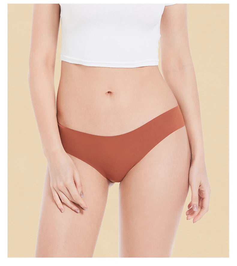 Ensemble de 3 culottes sans coutures pour femme, respirantes, taille basse, sexy, en soie unie, invisibles.