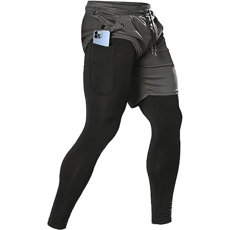 Pantalon de sport 2 en 1 pour homme, survêtement d'entraînement athlétique, pantalon de jogging, pantalon de fitness et de course à pied pour homme