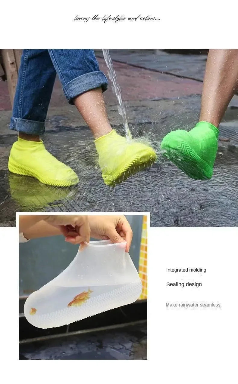 1 paire de couvre-chaussures imperméables en silicone, résistants aux irrégularités du bord, pour bottes de pluie, accessoires pour les journées pluvieuses en extérieur