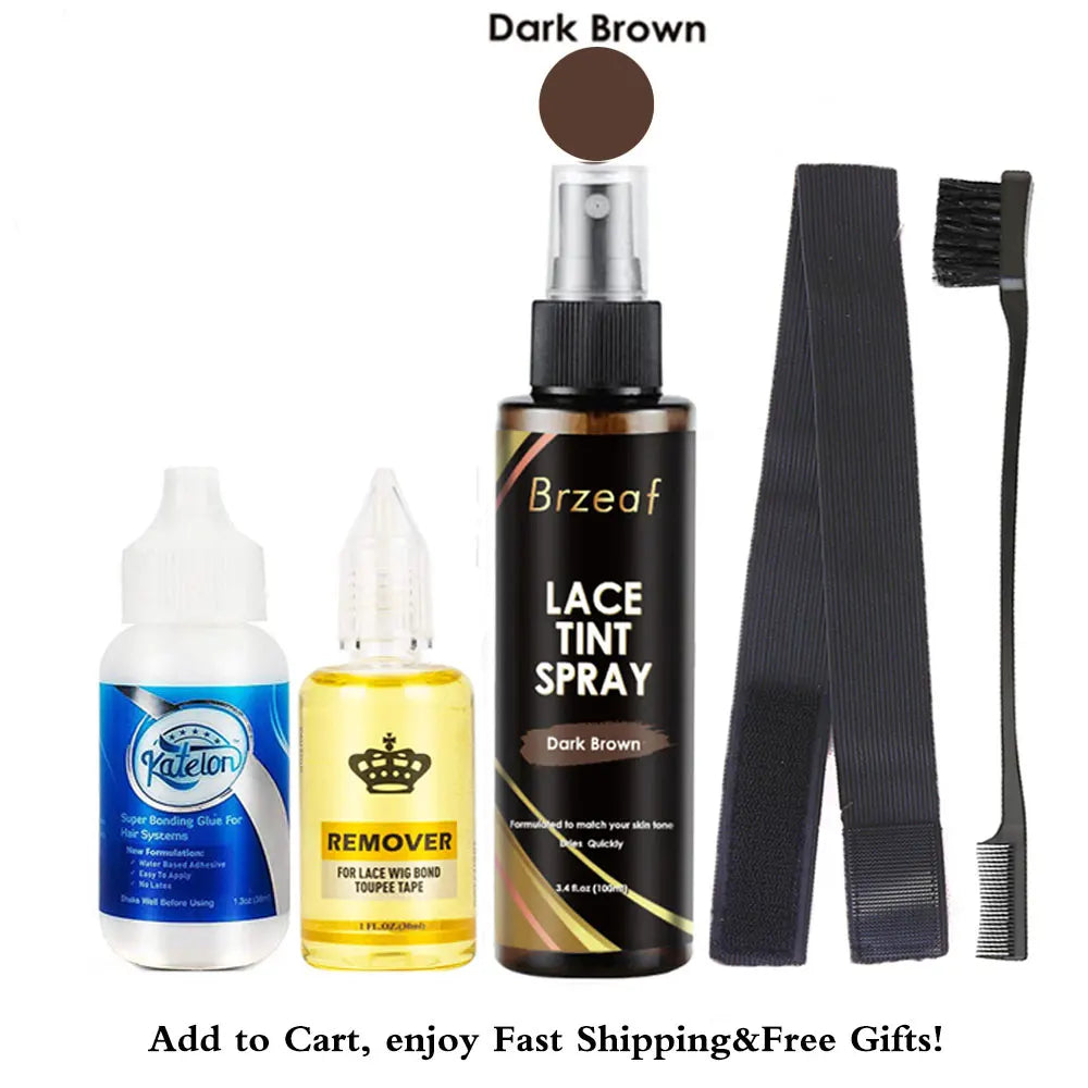 Colle imperméable pour perruques à lace front, 38 ml, colle liquide adhésive pour cheveux, bâtonnet de cire pour perruque, spray colorant pour dentelle, bande élastique fondante