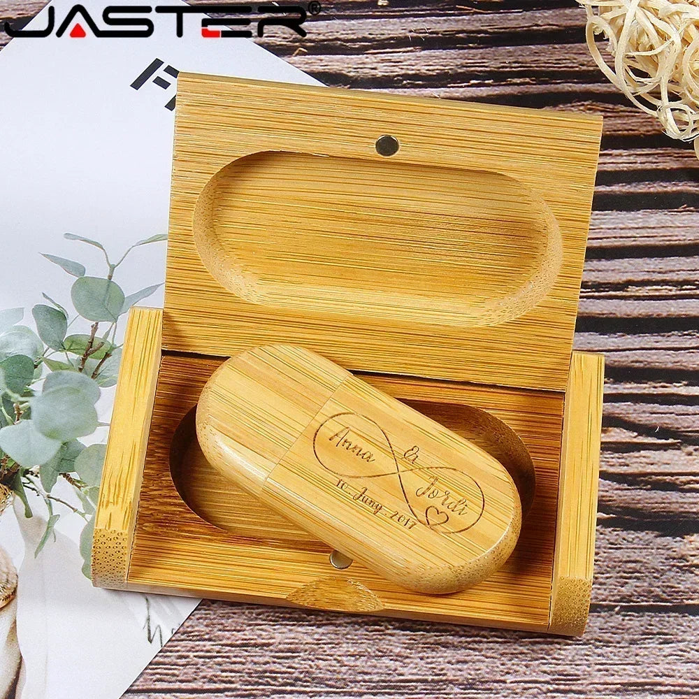 JASTER Lot de 10 clés USB 2.0 en bois (logo personnalisable) - 4 Go, 8 Go, 16 Go, 32 Go, 64 Go, 128 Go - Cadeau de mariage