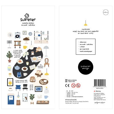 Suatelier Foods Stickers Aesthetic Scrapbooking Cute Junk Journal Ephemera Korean Deco Sticker Planner Diary DIY Craft Supplies