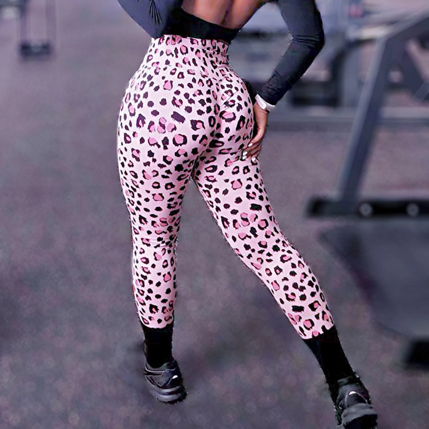 Leggings de gym léopard pour femmes, effet push-up fessier, leggings de sport, pantalon de yoga, collants de fitness et de sport en extérieur