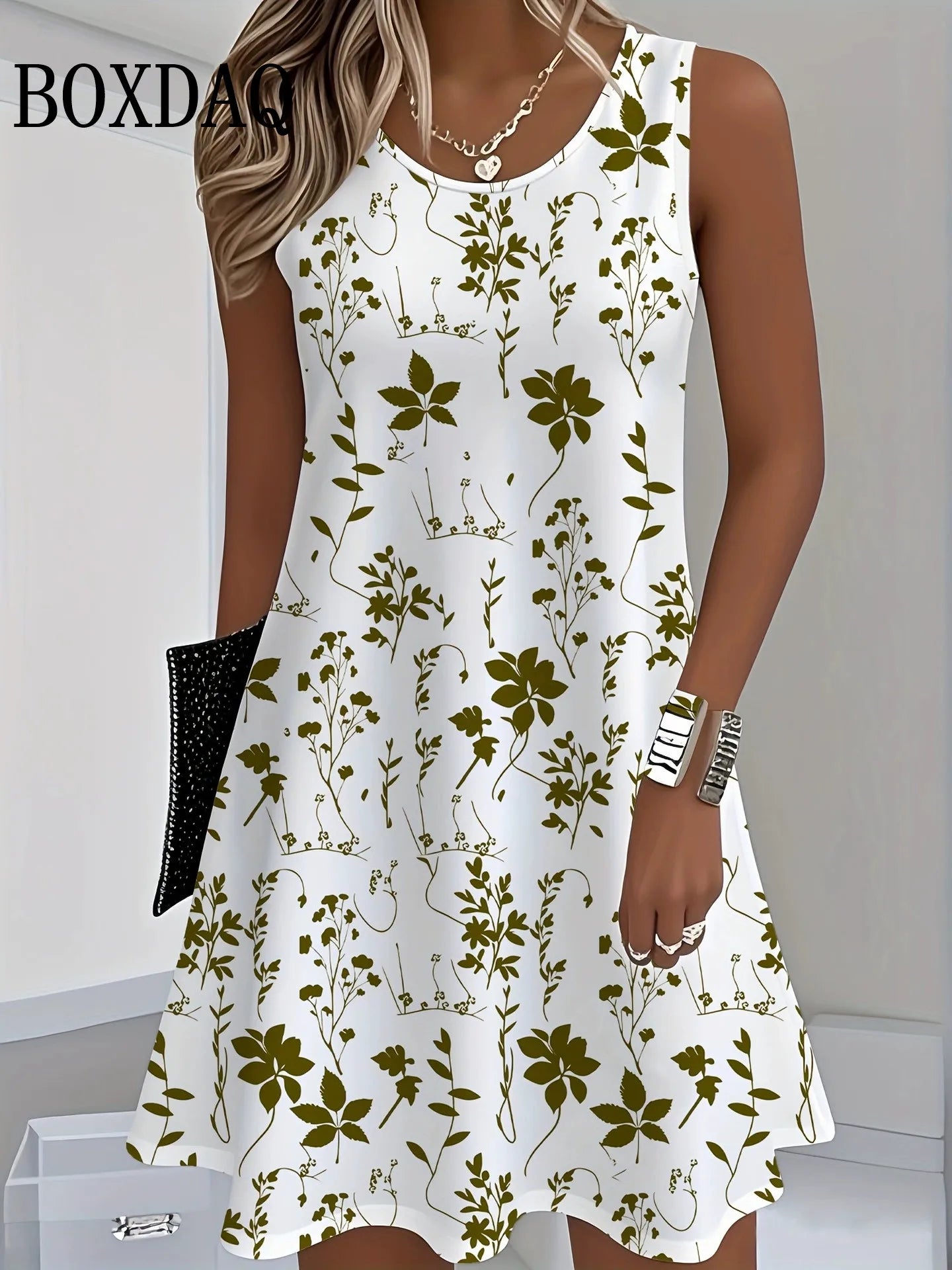 2025 Women Sundress Floral Dress Casual Sleeveless O-Neck Loose Mini Dress Summer Women'S Tank Flower 3D Print Beach Short Dress