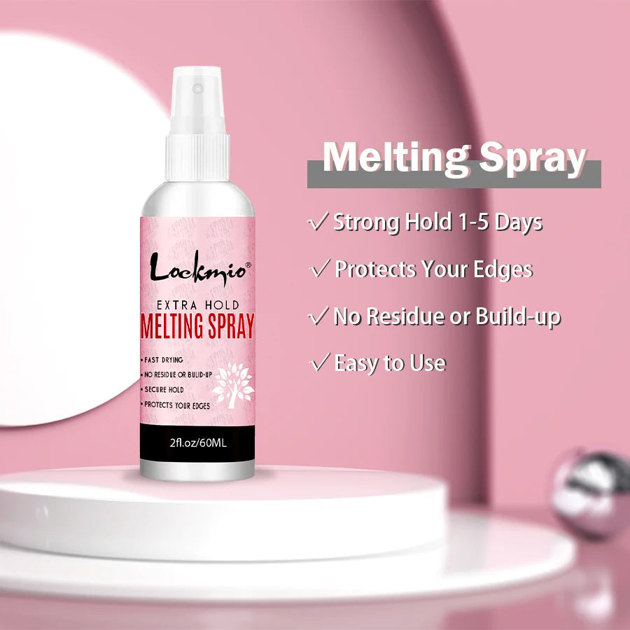 LOCKMIO 60ML Spray de colle à séchage rapide et fondante pour dentelle, fixation longue durée, colle pour perruques en tulle, agent de fixation pour perruques de cosplay