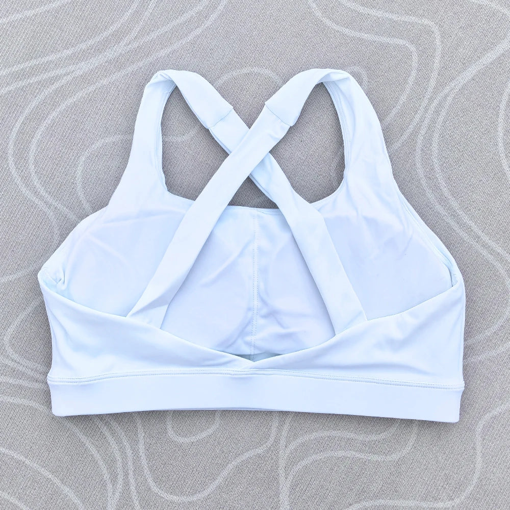 Solid Color Tight Comprehensive Training Women Fitness Bra Cross Back Yoga Underwear Gym Sport Top Hollow Back Push Up Chest Pad