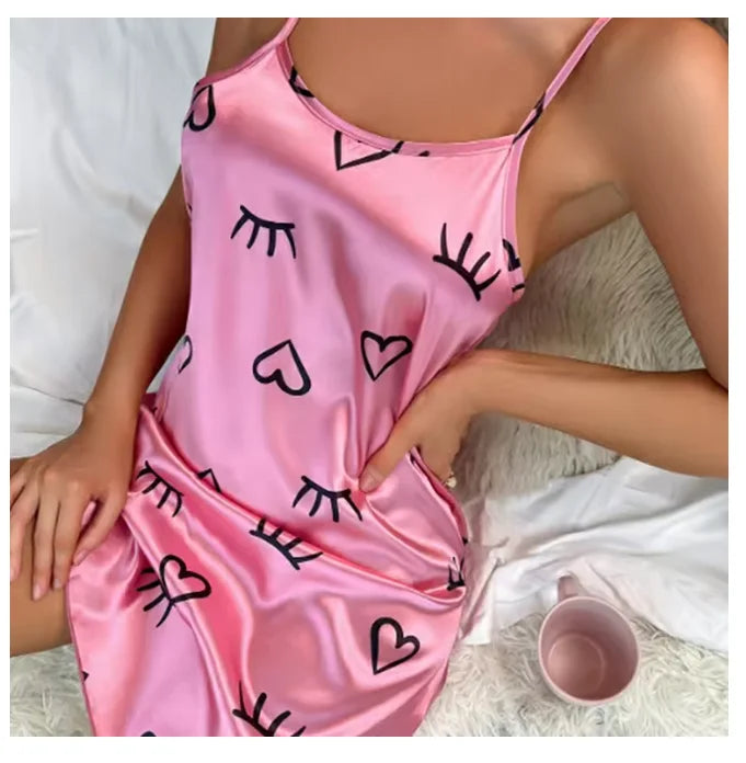 Vêtements de nuit pour femmes, vêtements d'intérieur, nuisette sexy noire à imprimé floral, chemises de nuit en soie, chemises de nuit pour femmes