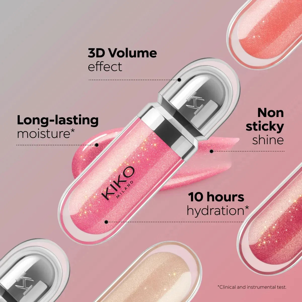 Kiko 3D Hydra LipGloss Blush waterproof longue tenue Maquillage scintillant Gloss à lèvres Brun Rose Mauve nacré