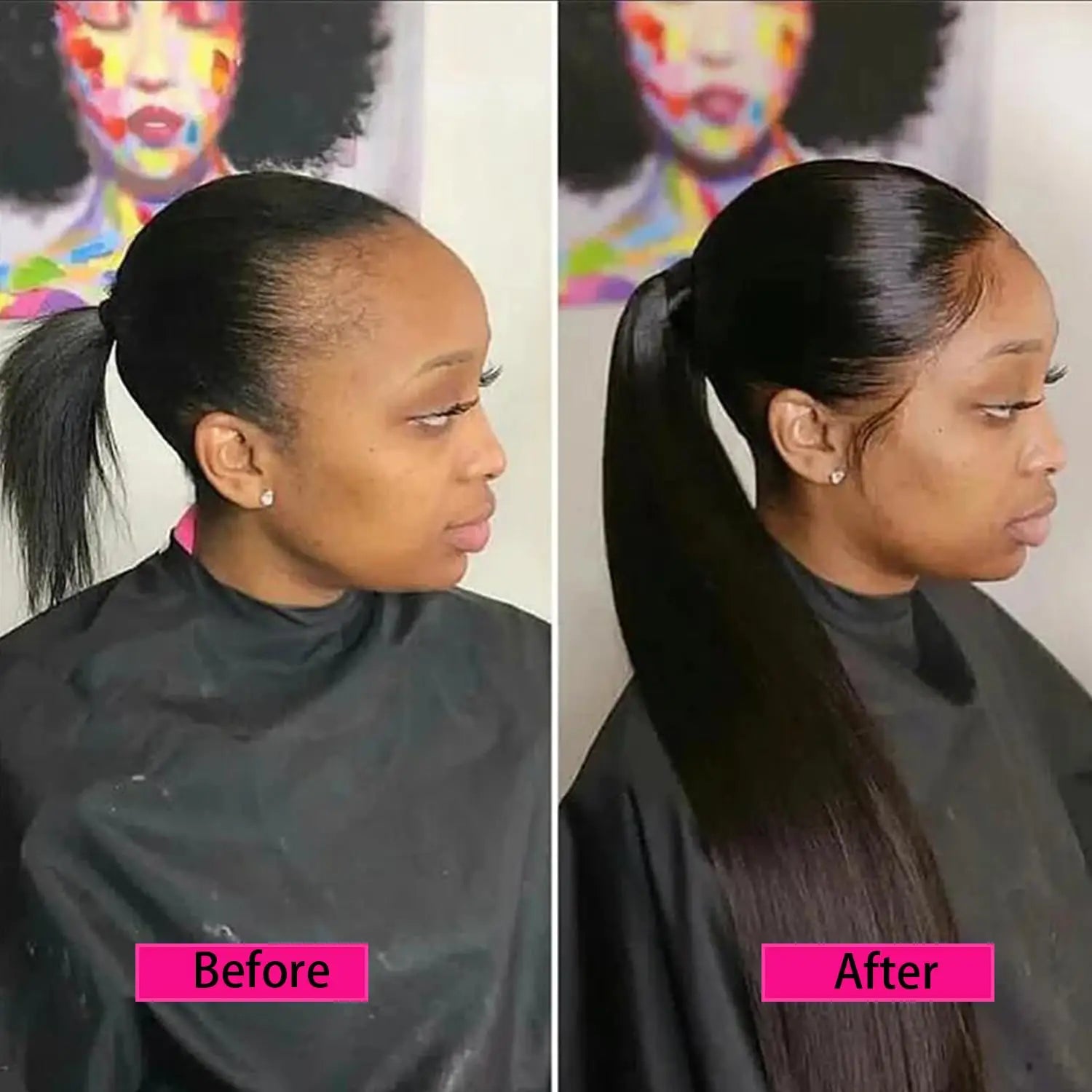 Queue de cheval lisse de 25 à 80 cm, confectionnée à la machine, avec clips magiques, extensions de cheveux humains brésiliens Remy noirs et bouclés.