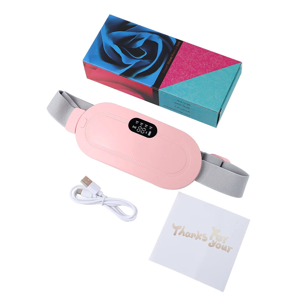 Ceinture chauffante vibrante de massage électrique pour la taille, le ventre et l'abdomen, idéale pour soulager les crampes menstruelles.