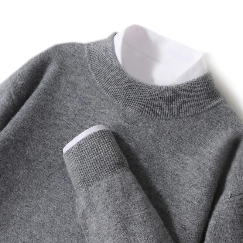 Pull 100 % laine mérinos pour femme, grande taille jusqu'à 5XL, col demi-lune, maille ample, manches longues, finitions cachemire.