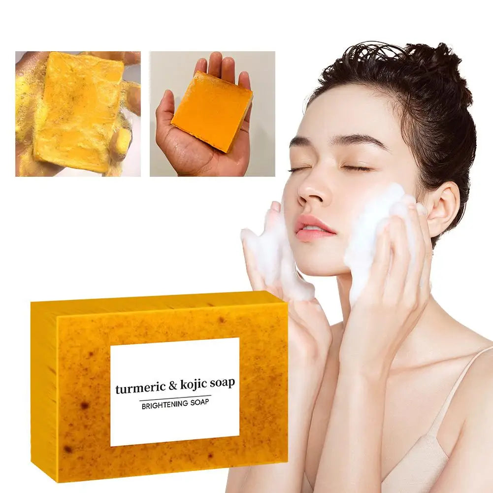 Savon Artisanal Curcuma & Acide Kojique au Citron – Éclat, Anti-Taches Visage & Corps – 100g