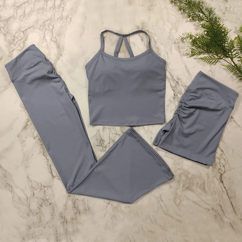 Ensemble de yoga 2 pièces pour femme, survêtement de sport, tenue de Pilates et fitness, soutien-gorge push-up et legging.