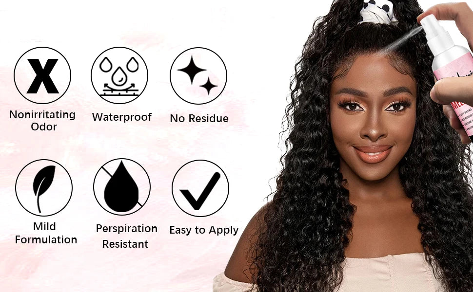 LOCKMIO 60ML Spray de colle à séchage rapide et fondante pour dentelle, fixation longue durée, colle pour perruques en tulle, agent de fixation pour perruques de cosplay