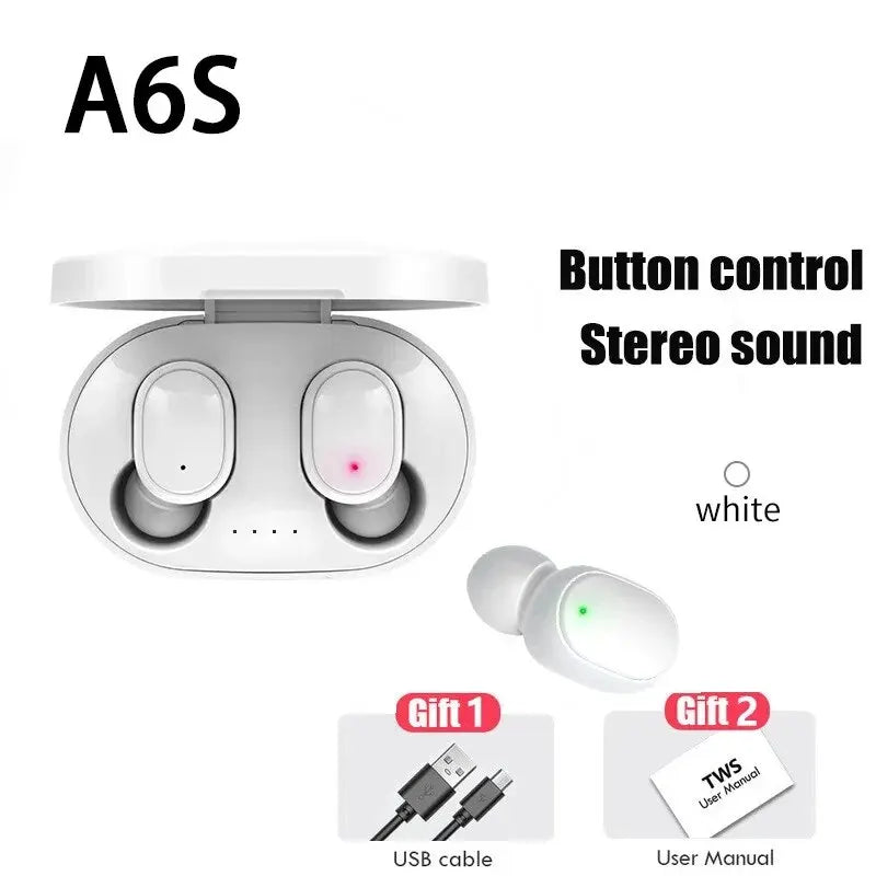 Écouteurs intra-auriculaires Bluetooth sans fil TWS A6S avec réduction de bruit et micro pour Huawei, Xiaomi et Redmi