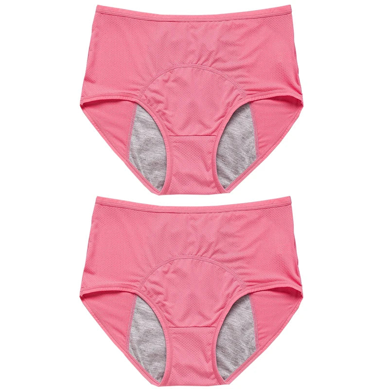 Lot de 2 culottes physiologiques pour femmes, culottes menstruelles anti-fuites, taille mi-haute, en soie glacée.