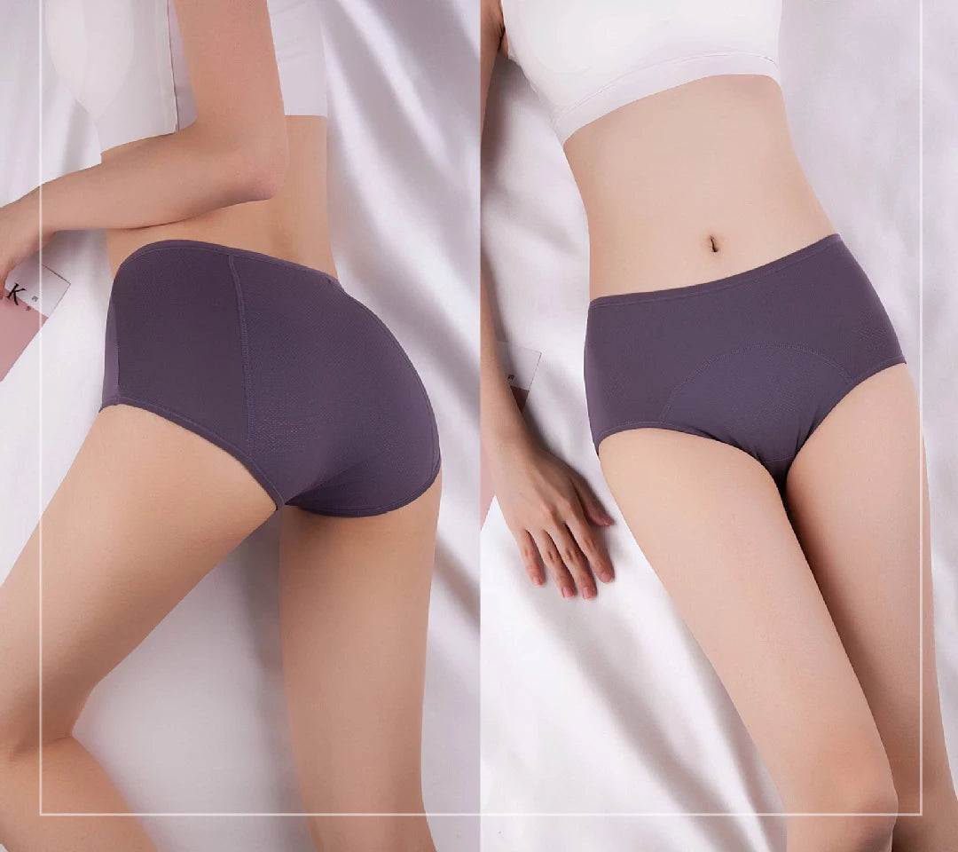 Lot de 2 culottes physiologiques pour femmes, culottes menstruelles anti-fuites, taille mi-haute, en soie glacée.