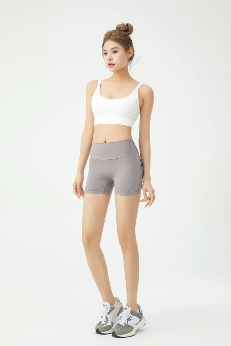 Short de fitness Peach Butt pour femme, pantalon cargo trois-quarts à séchage rapide avec poche, legging de yoga gainant pour l'été