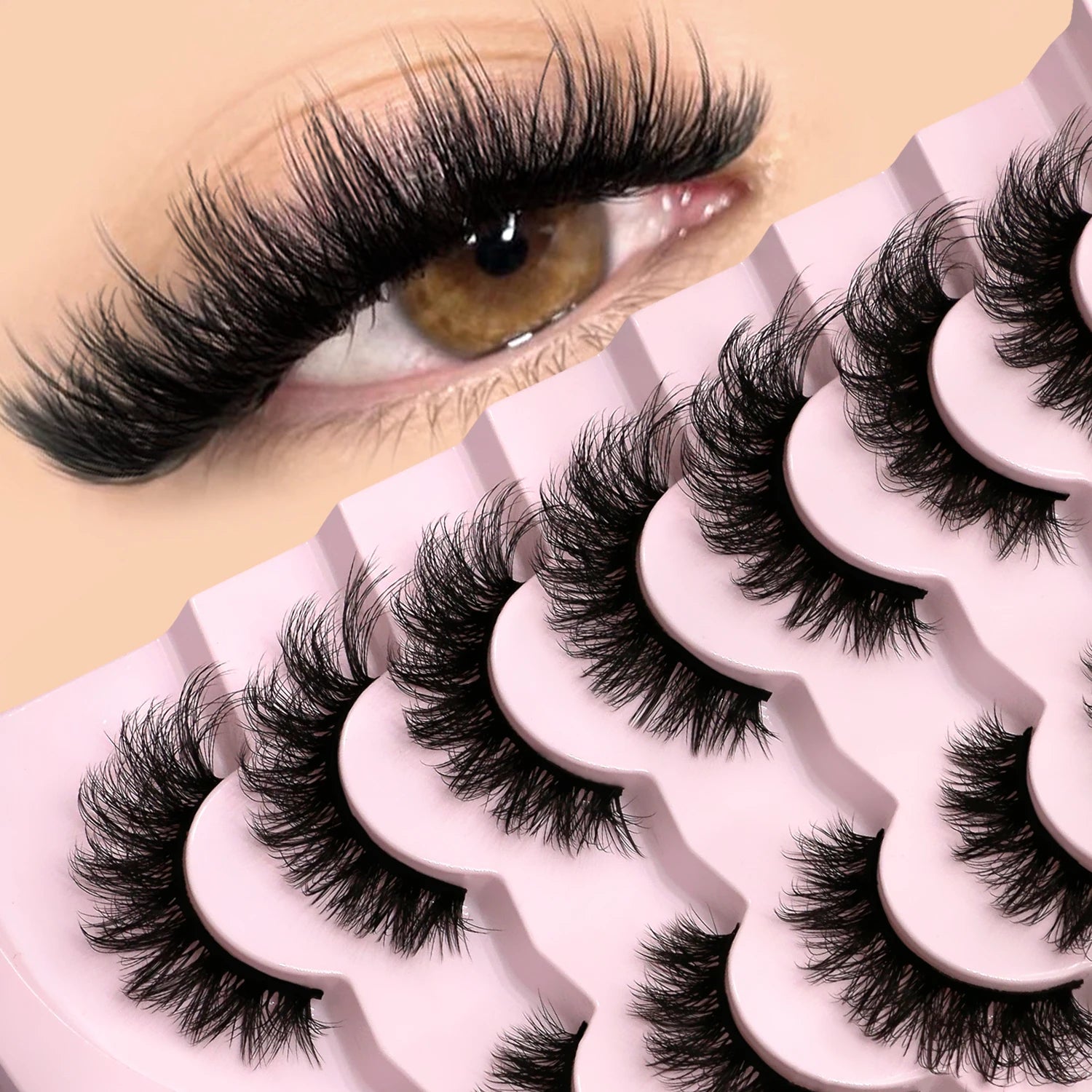 Cils en vison 3D GROINNEYA, effet chat, volume léger et vaporeux, effet naturel et aérien, bande flexible et légère