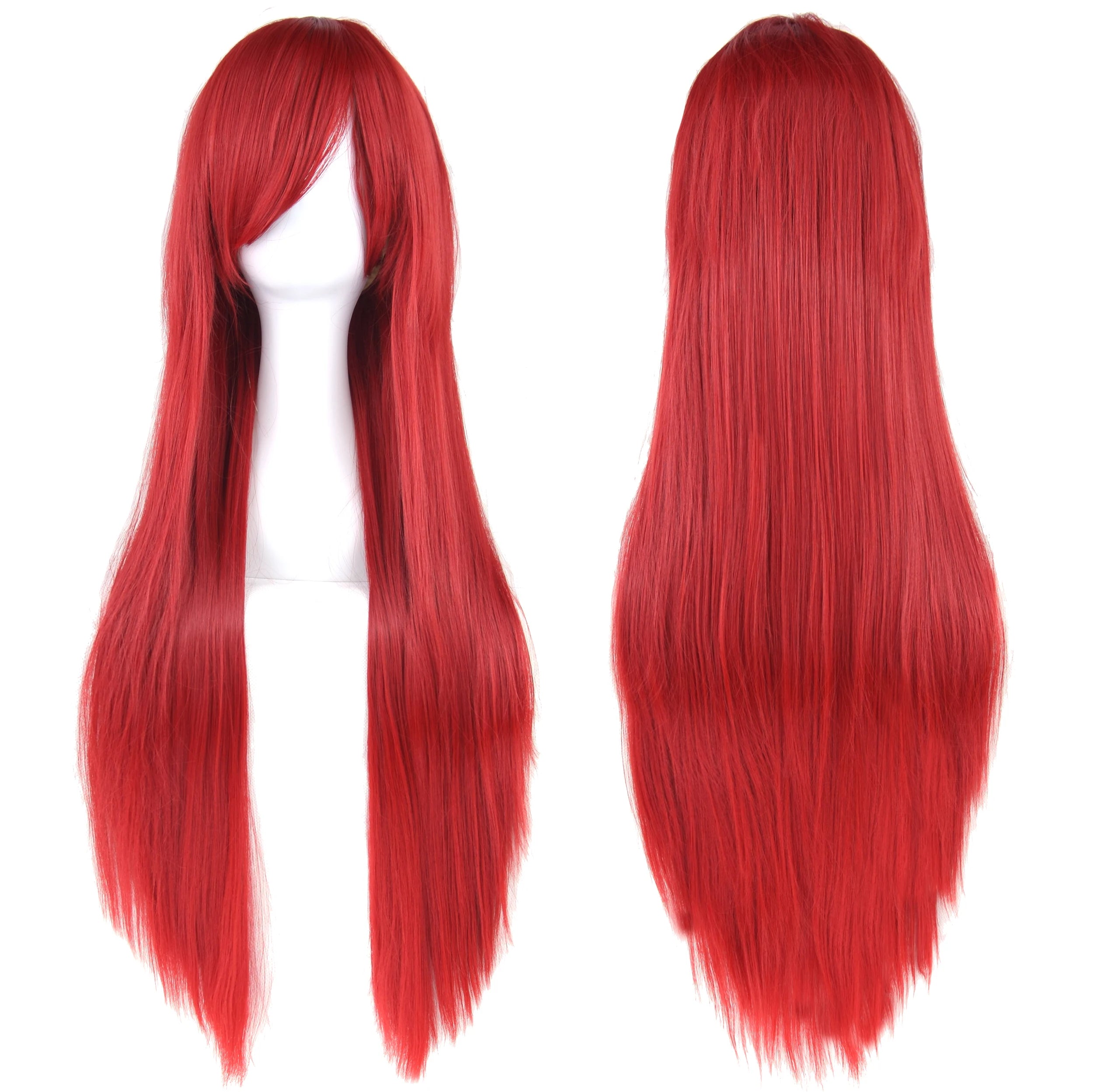 Perruque synthétique Soowee de 80 cm de long, blanche et violette, idéale pour le cosplay, les fêtes et les coiffures noires. Cheveux raides. Postiche pour femme.