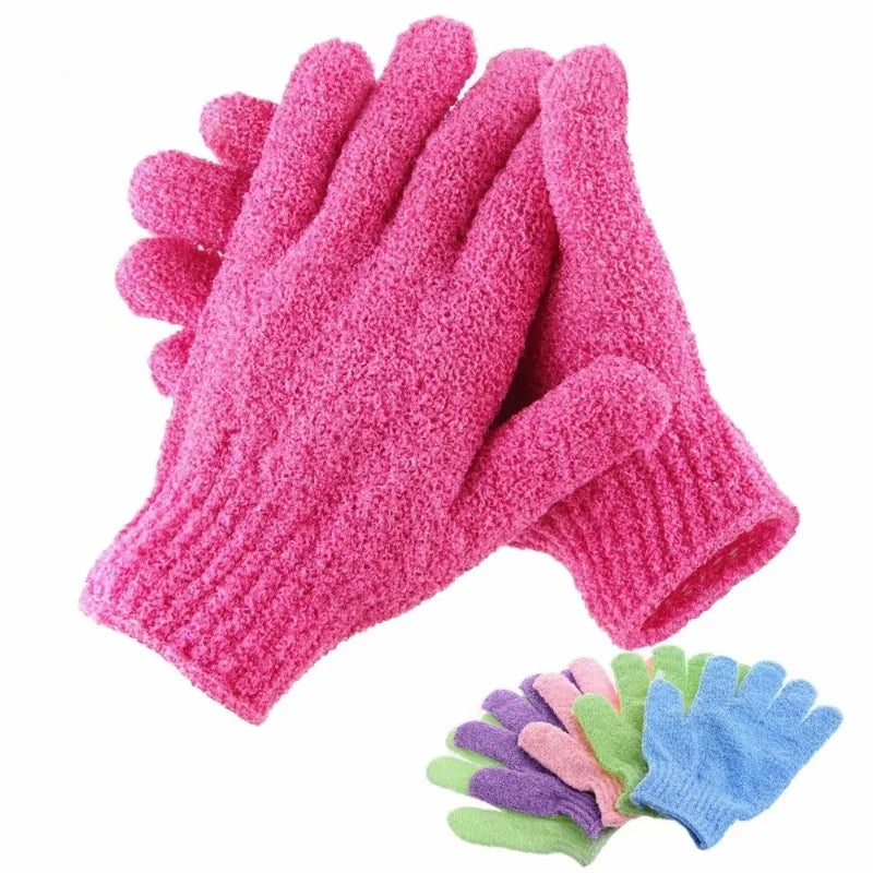 Lot de 2 gants exfoliants pour le bain, avec éponge de massage résistante pour le corps, pour laver et hydrater la peau.