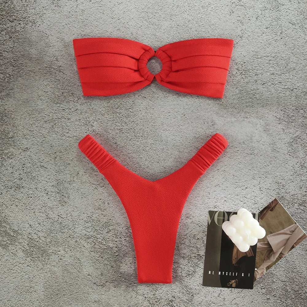 Micro bikini push-up, maillots de bain femme 2024, maillots de bain sexy, ensemble bikini brésilien, string, bikini uni