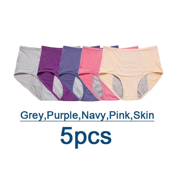 Lot de 5 culottes menstruelles anti-fuites pour femmes, sous-vêtements menstruels sexy, culottes physiologiques imperméables et coupe menstruelle.