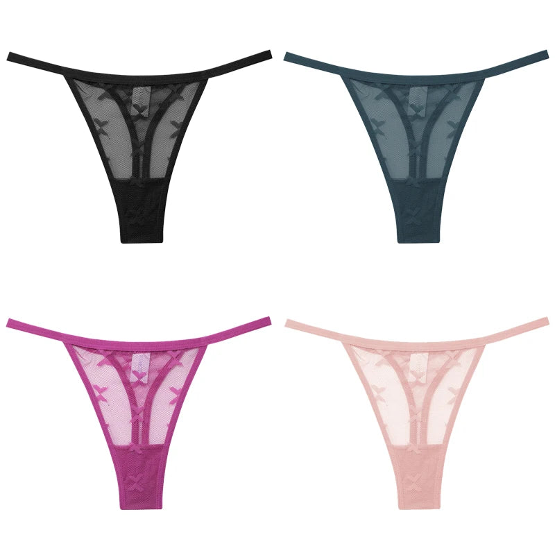 Lot de 4 culottes bikini en dentelle pour femme, strings sexy, tailles S à XL, sous-vêtements confortables dos nageur, lingerie sexy 2022