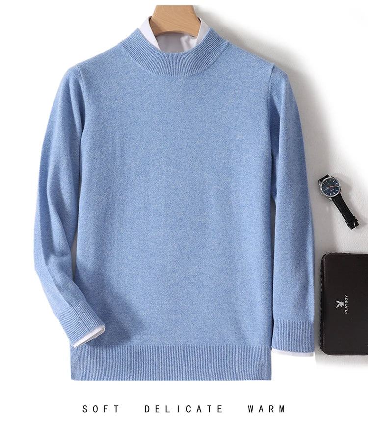 Pull 100 % laine mérinos pour femme, grande taille jusqu'à 5XL, col demi-lune, maille ample, manches longues, finitions cachemire.