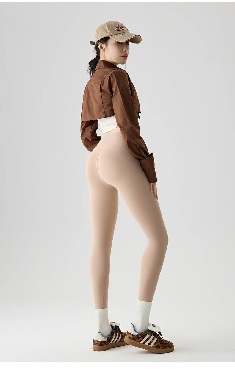 Leggings de sport et de fitness BIVIGAOS Printemps-Été, colorés, sans coutures, effet peau de requin, fins, élastiques et moulants.