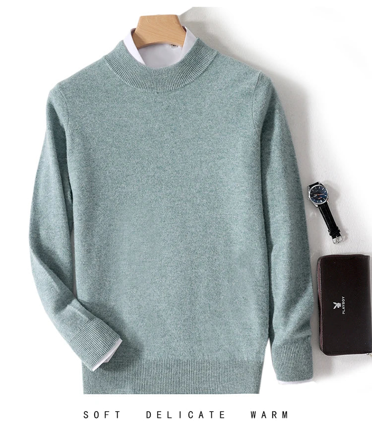 Pull 100 % laine mérinos pour femme, grande taille jusqu'à 5XL, col demi-lune, maille ample, manches longues, finitions cachemire.