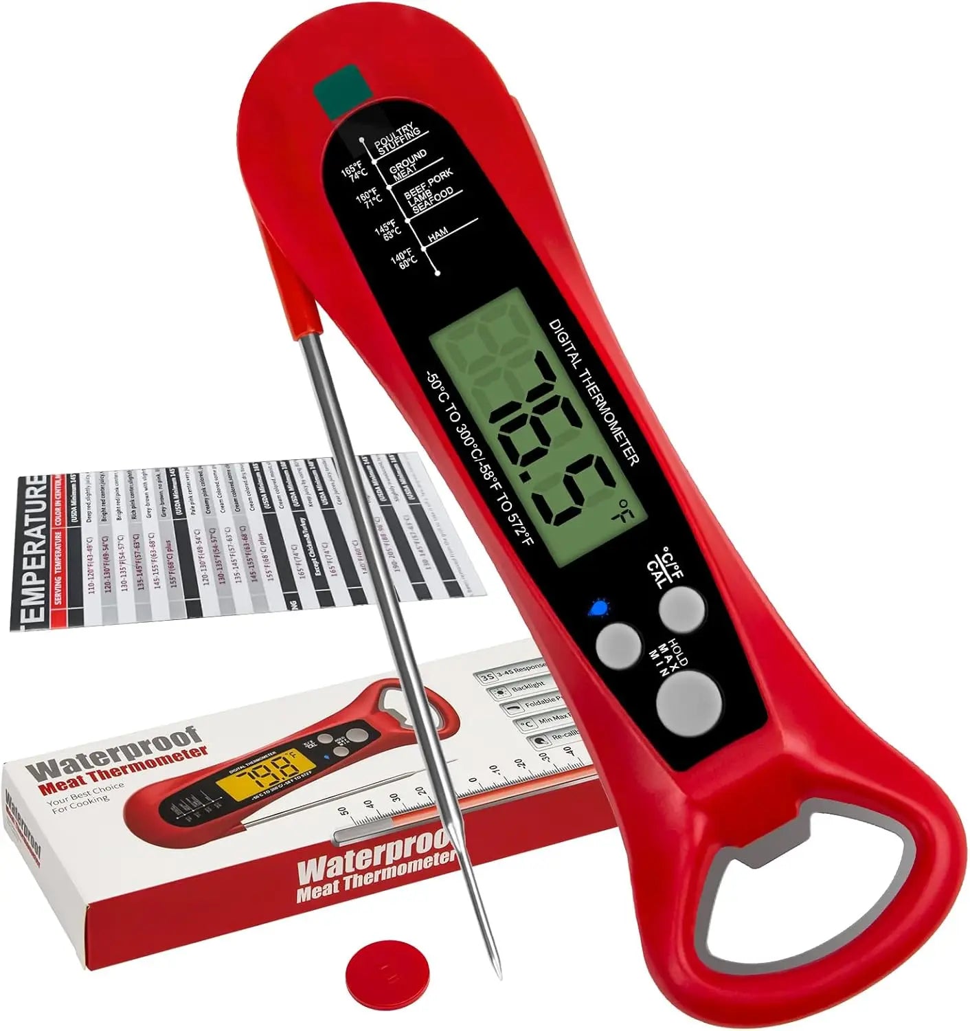 Thermomètre à viande à lecture instantanée pour la cuisson, thermomètre alimentaire numérique rapide et précis avec rétroéclairage, aimant, étalonnage, cuisine