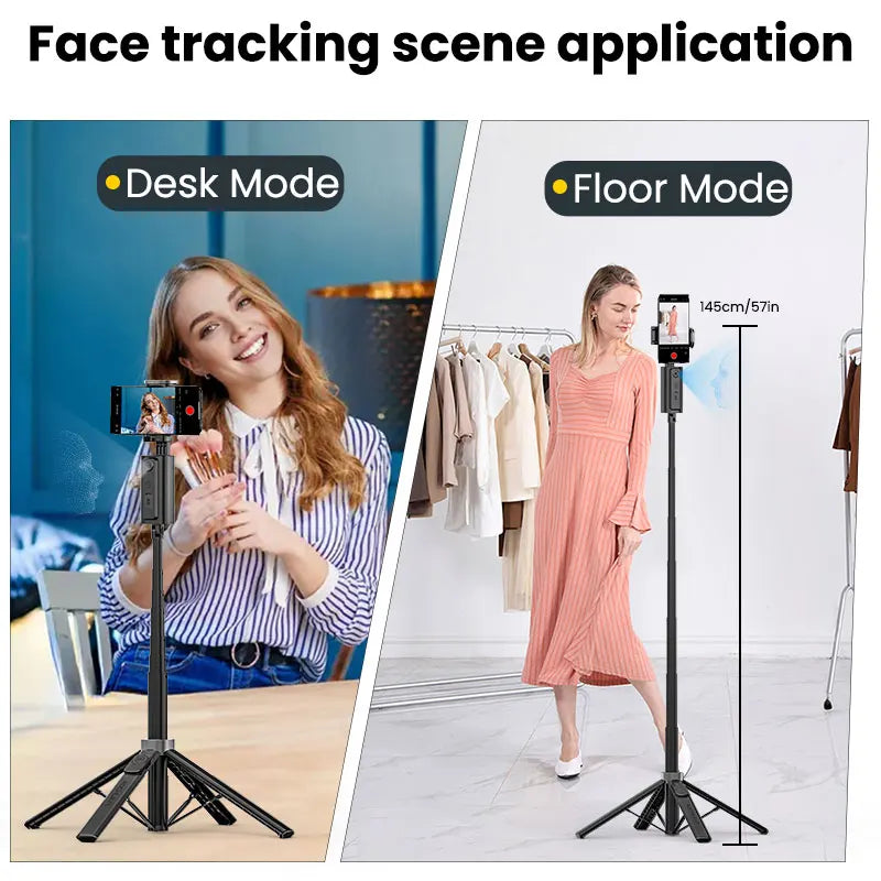 Perche à selfie portable AOCHUAN Smart M3 équipée d'un suivi IA et d'une rotation à 360° sans angle mort pour les photos sur smartphone