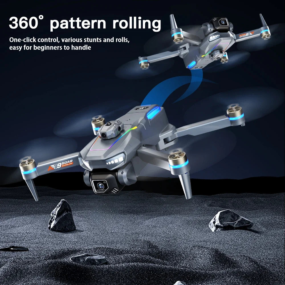 Drone AE19 GPS, écran LCD 4,3", double caméra 8K/4K, rotation à 360° avec détection d'obstacles, 3 options de batterie, quadricoptère radiocommandé professionnel, idéal pour les cadeaux et les voyages.