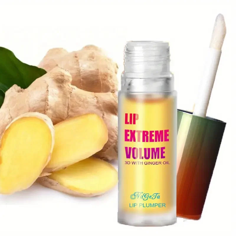 Huile repulpante pour les lèvres gingembre et menthe (1/2 pièce) : sérum volumisant pour des lèvres plus lisses et pulpeuses, pour un look jeune et sexy.