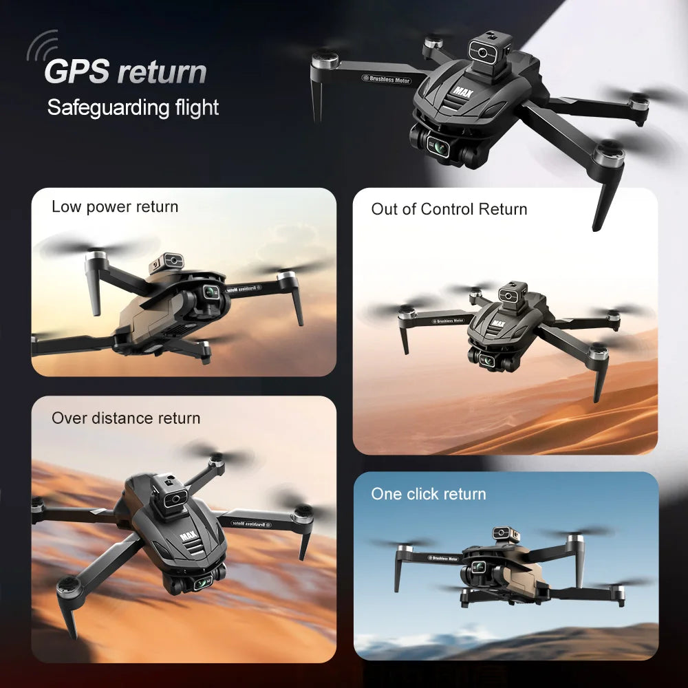 Drone GPS V168 Pro MAX 2025 avec caméra HD 8K professionnelle, Wi-Fi 5G, FPV, détection d'obstacles à 360°, moteur brushless, grand écran, quadricoptère radiocommandé