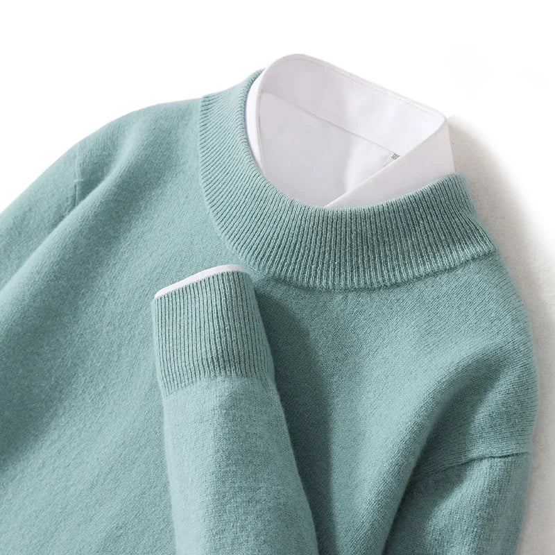 Pull 100 % laine mérinos pour femme, grande taille jusqu'à 5XL, col demi-lune, maille ample, manches longues, finitions cachemire.