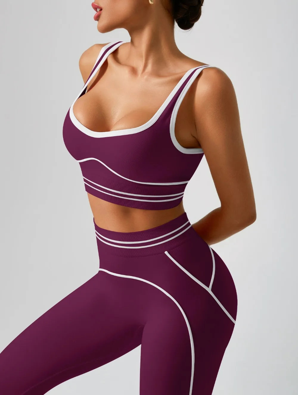 Ensemble de yoga sans coutures pour femme - Soutien-gorge de sport et legging taille haute, tenue de sport idéale pour la salle de sport, le fitness et les exercices d'étirement.