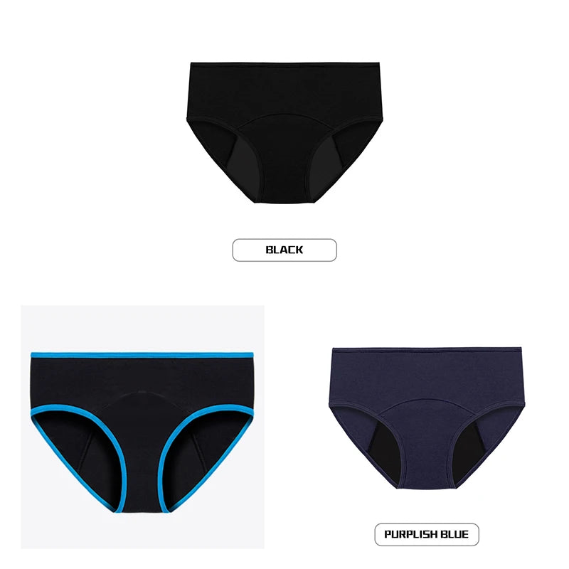 Lot de 3 culottes menstruelles pour femmes, anti-fuites, en coton, absorbantes, physiologiques, pour les règles.