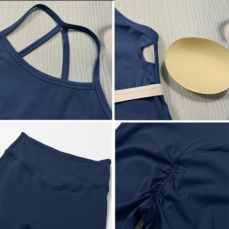 Ensemble de yoga 2 pièces pour femme, survêtement de sport, tenue de Pilates et fitness, soutien-gorge push-up et legging.