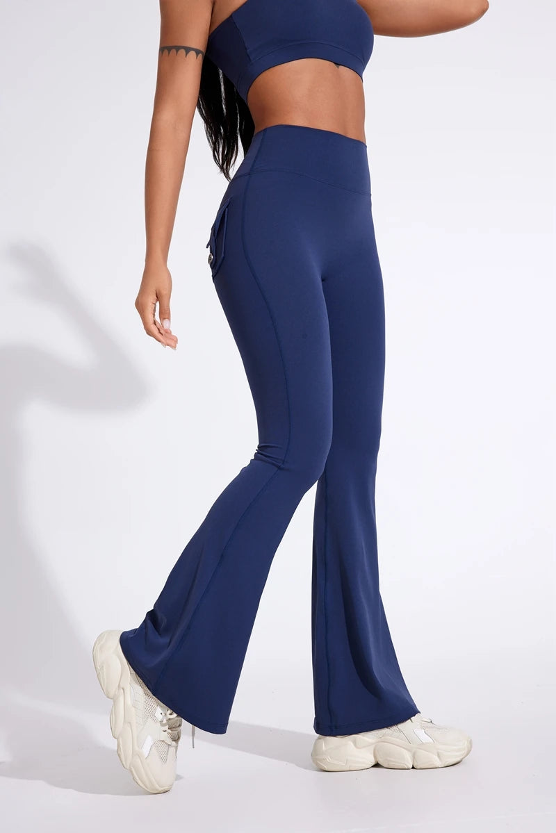 Pantalon de yoga taille haute à poches pour femme DIAS FIT JOY, effet push-up, séchage rapide, idéal pour la course, le sport et la salle de gym.