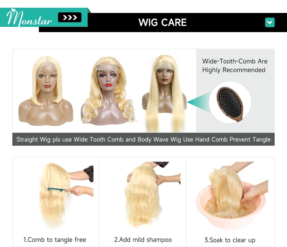 13x4 13x6 360 HD Transparent 613 Honey Blonde Color Lace Front Human Hair Wigs for Women Raw Brazilian Straight Lace Frontal Wig