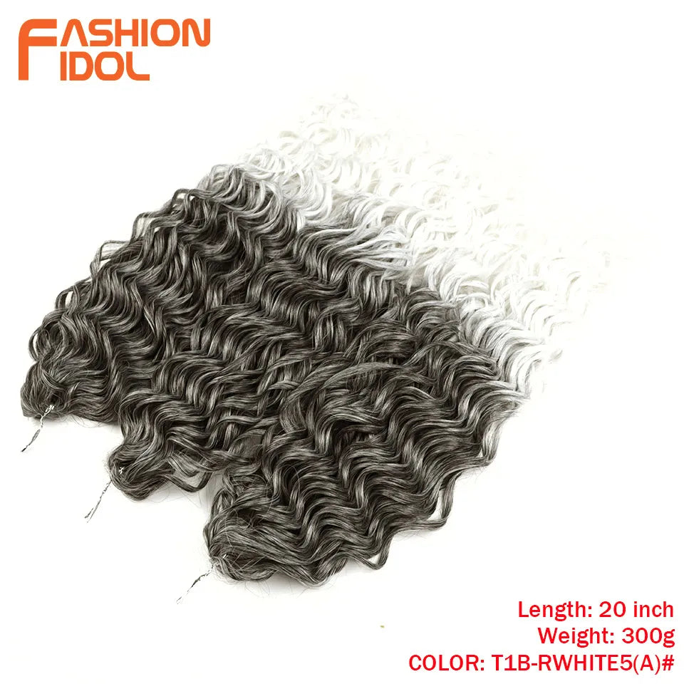 Extensions de cheveux bouclés FASHION IDOL, ondulations profondes, torsades, 50 cm, blond ombré, crochet synthétique.