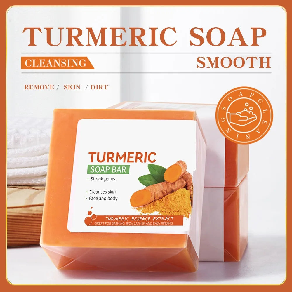 Savon artisanal au curcuma pour le corps, éclaircit les aisselles et les jambes, soin du visage et de la peau douce.