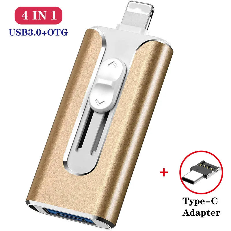 Clé USB OTG pour téléphone 256 Go, 512 Go, 128 Go - USB 3.0 - Stockage externe pour téléphones/Android/appareils Type C/Windows - 4 en 1
