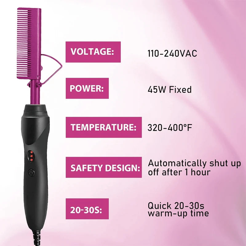 GOIPLE Peigne chauffant électrique, lisseur, fer à friser, brosse à friser, outils de coiffage pour le soin des cheveux, kit de coiffage pour perruques en dentelle