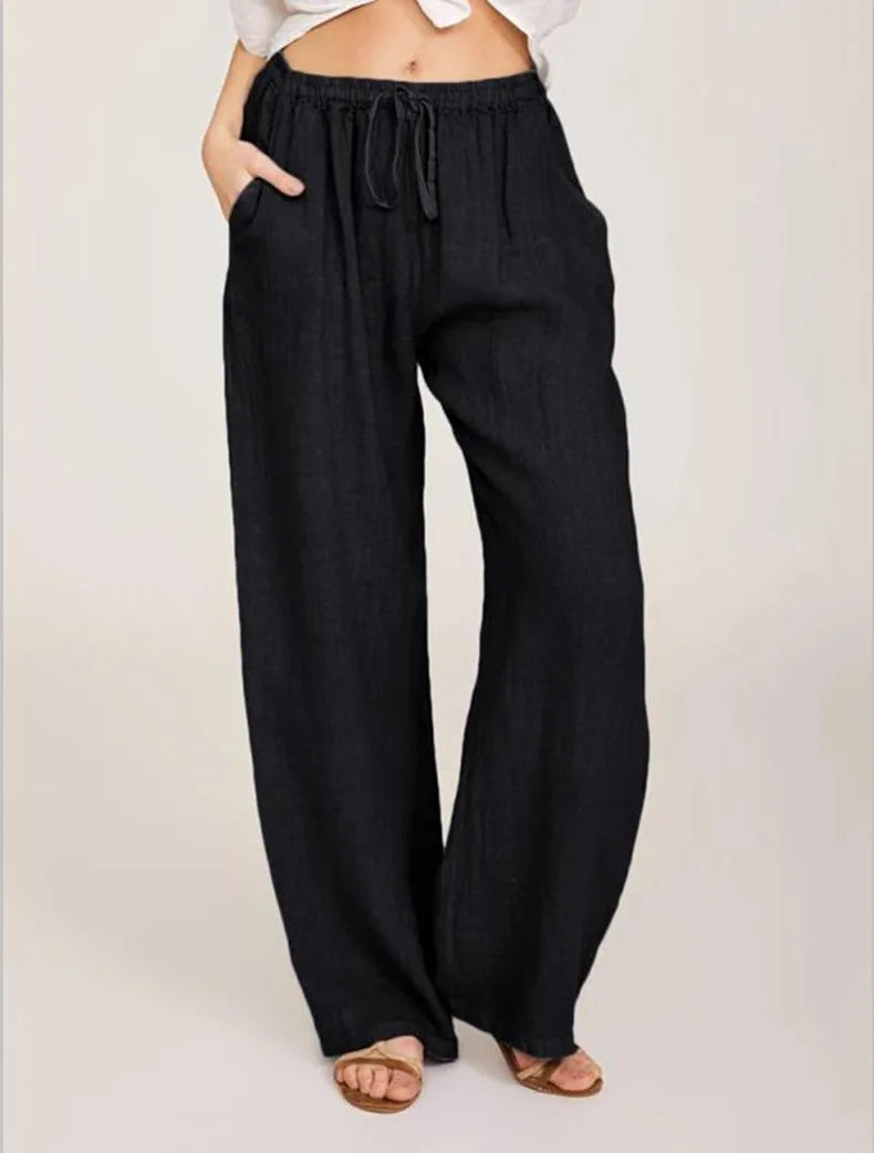 Nouveaux vêtements décontractés d'été et d'automne pour femmes en Europe, en Amérique et en Europe. Pantalons décontractés amples en coton et chanvre.