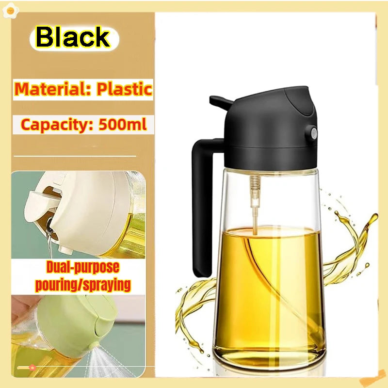 Flacon pulvérisateur d'huile de 200/300/500 ml pour barbecue et cuisson à l'huile d'olive, flacon en plastique, flacon vide pour vinaigre ou pinceau à huile