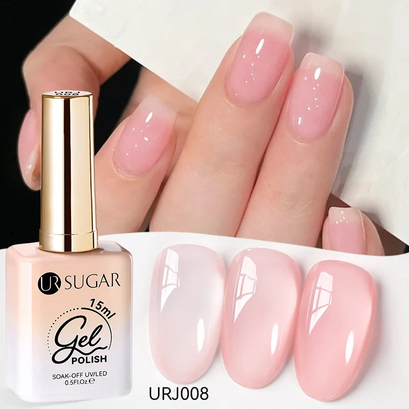 Vernis gel semi-permanent UR SUGAR 15 ml, couleur blanc laiteux translucide, effet gelée, UV, semi-permanent, pour nail art, à dissoudre. Dernière tendance.