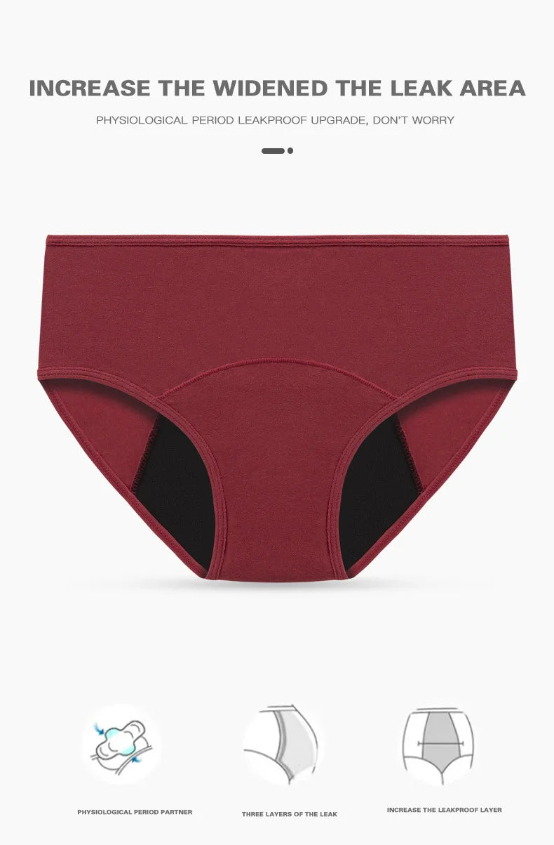 Lot de 3 culottes menstruelles pour femmes, anti-fuites, en coton, absorbantes, physiologiques, pour les règles.